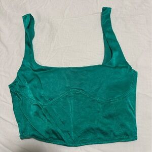 Zara Teal/Green Corset Crop Top